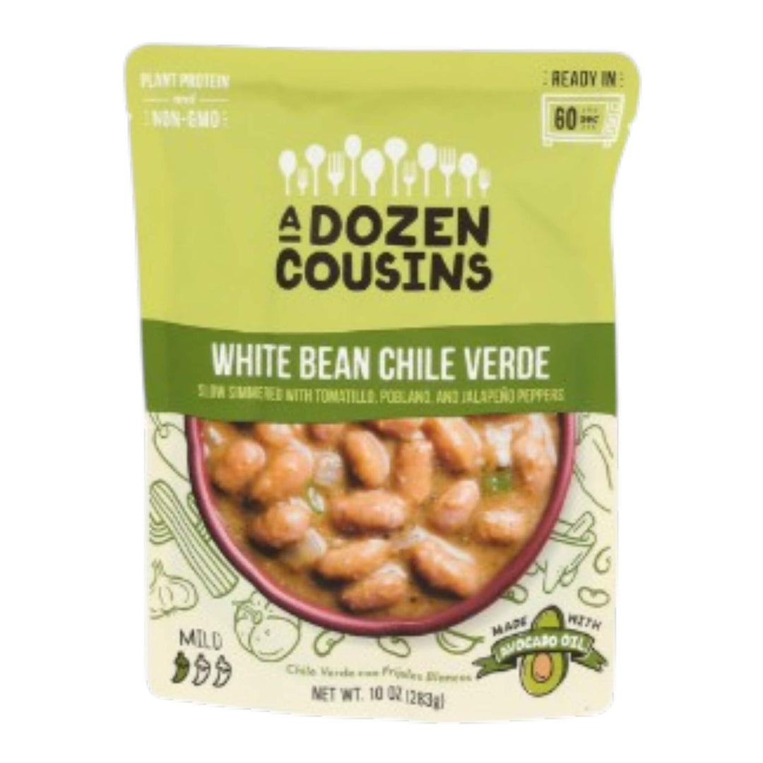 ready to eat pouch of white bean chili verde