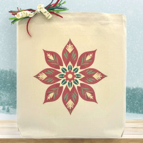 Create Your Own Christmas Folk Flower Holiday Gift Tote