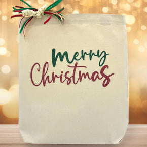 Create Your Own Classic Merry Christmas Holiday Gift Tote