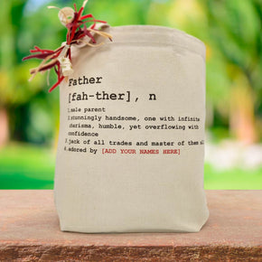 Definition of Father Gift Tote (customize the names)