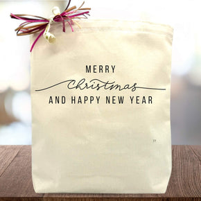 Create Your Own Classic Merry Christmas & Happy New Year Gift Tote