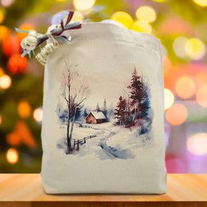 Snowy Cabin in the Woods Gift Tote