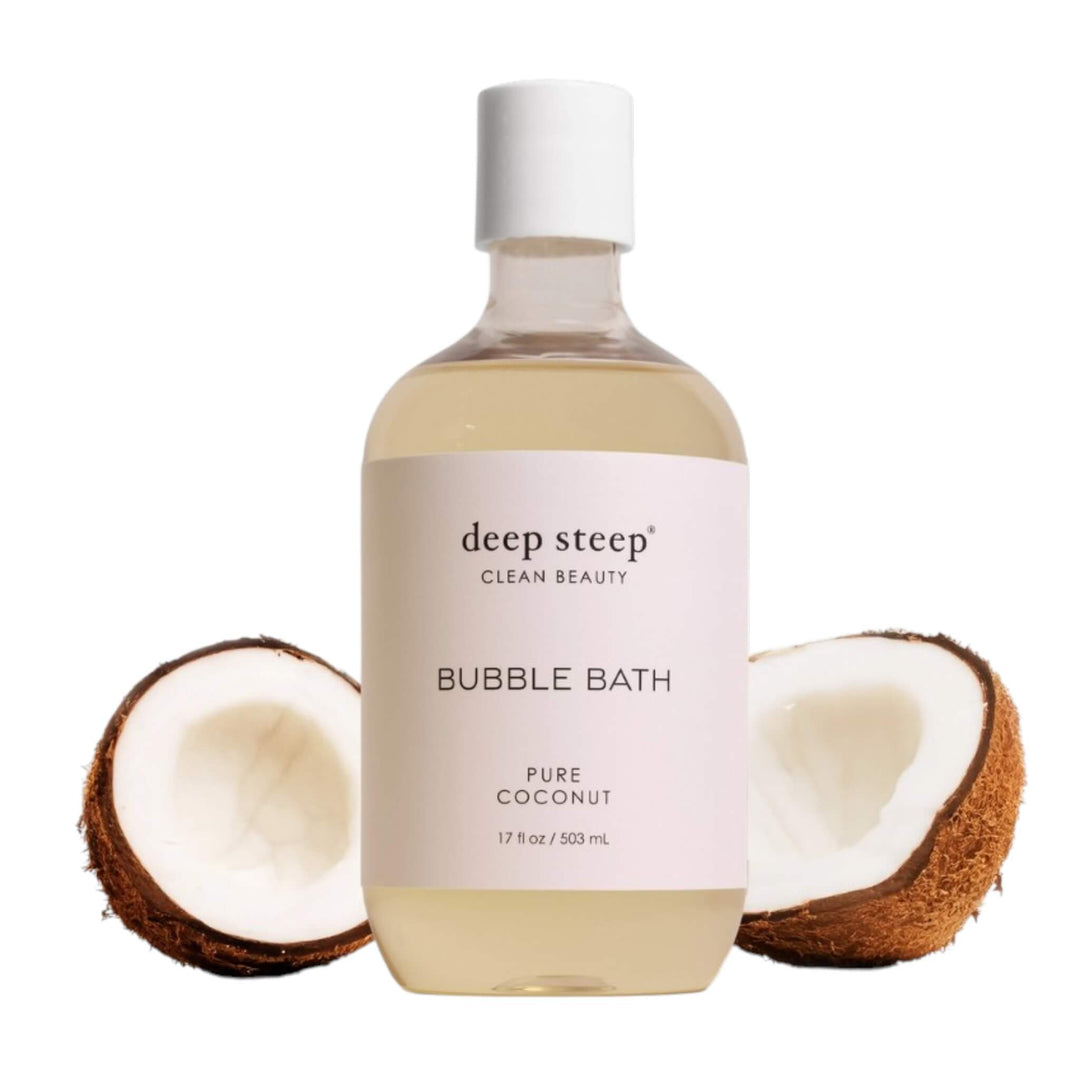 bottle of all natural bubble bath coconut scent