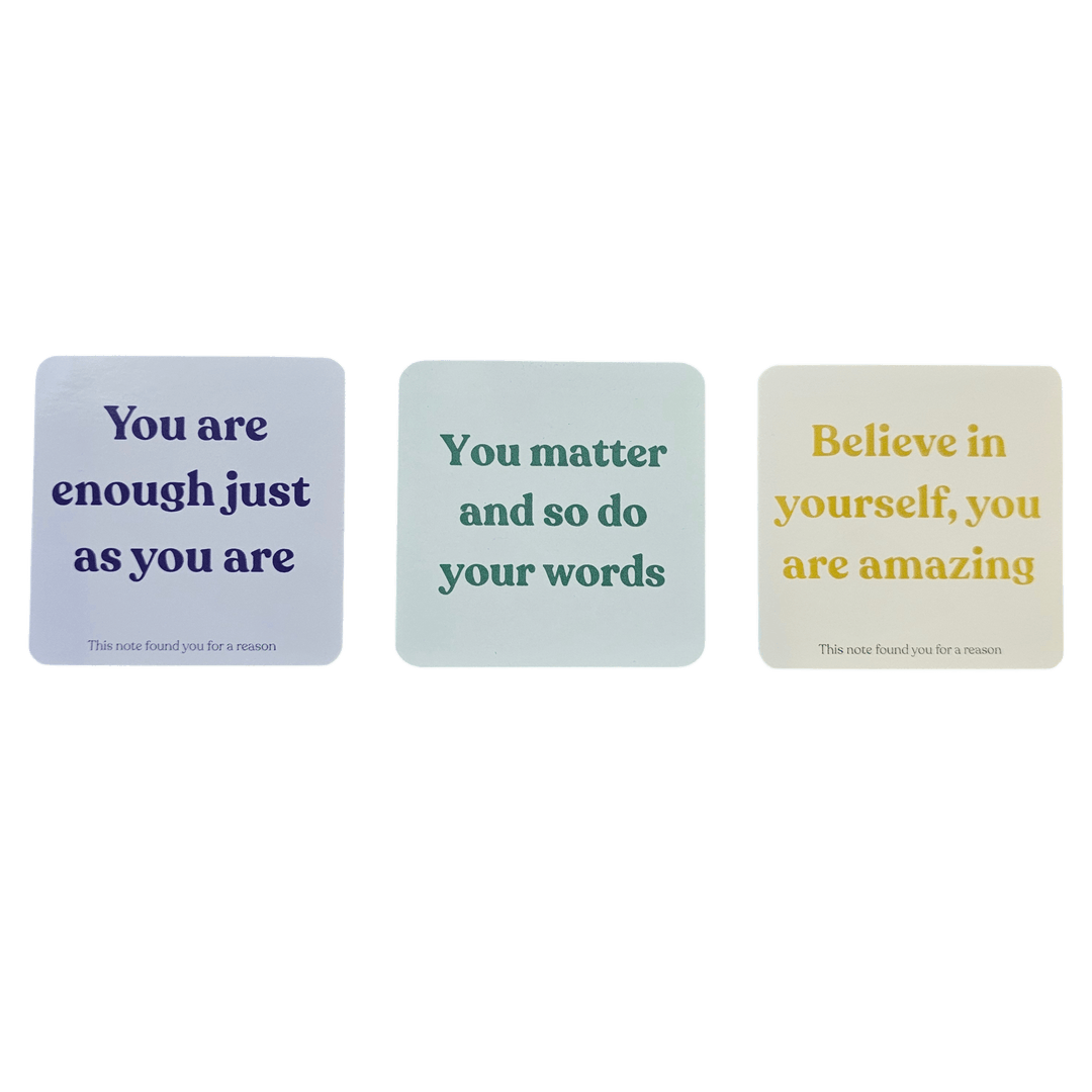 3 cardstock cards with encouraging messages