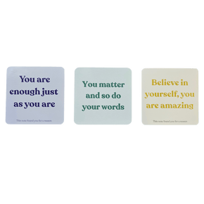 3 cardstock cards with encouraging messages