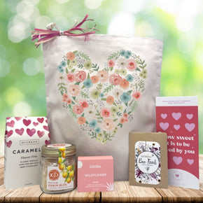 Floral Heart Valentine's Day Gift Basket