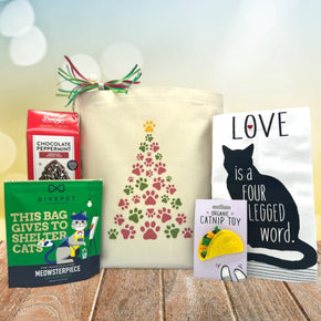 Furry & Bright Holiday Gift Basket: Cat Edition