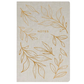 fabric journal notebook with gold leaves on the cover