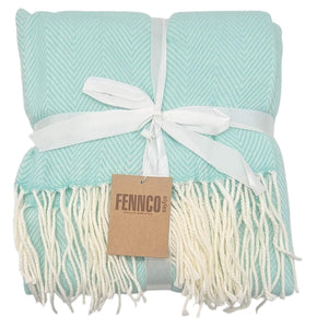 Herringbone Aqua Luxury Blanket