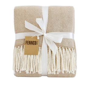 acrylic caramel colored blanket wrapped in a bow
