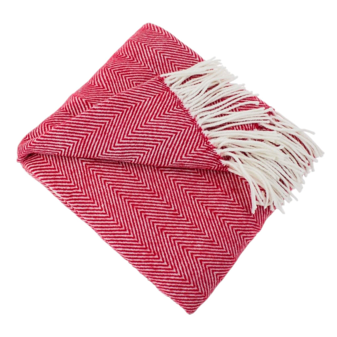 acrylic red blanket with fringe