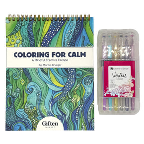 Mindfulness Coloring Book and Pens Set Anti-Stress Kit
