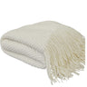 Ivory knitted blanket with fringe