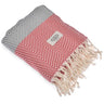 La Hammam Cotton Turkish Throw: Autumn Red with Grey