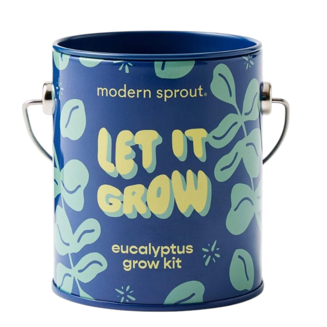 tin can with seed packet to grow eucalyptus