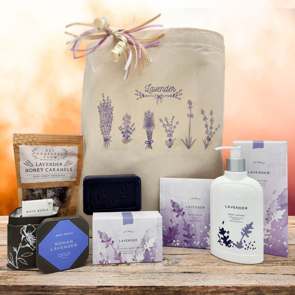 A day at the spa lavender popular gift basket.