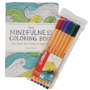 The Mindfulness Coloring Book and Pen Set Anti-Stress Kit