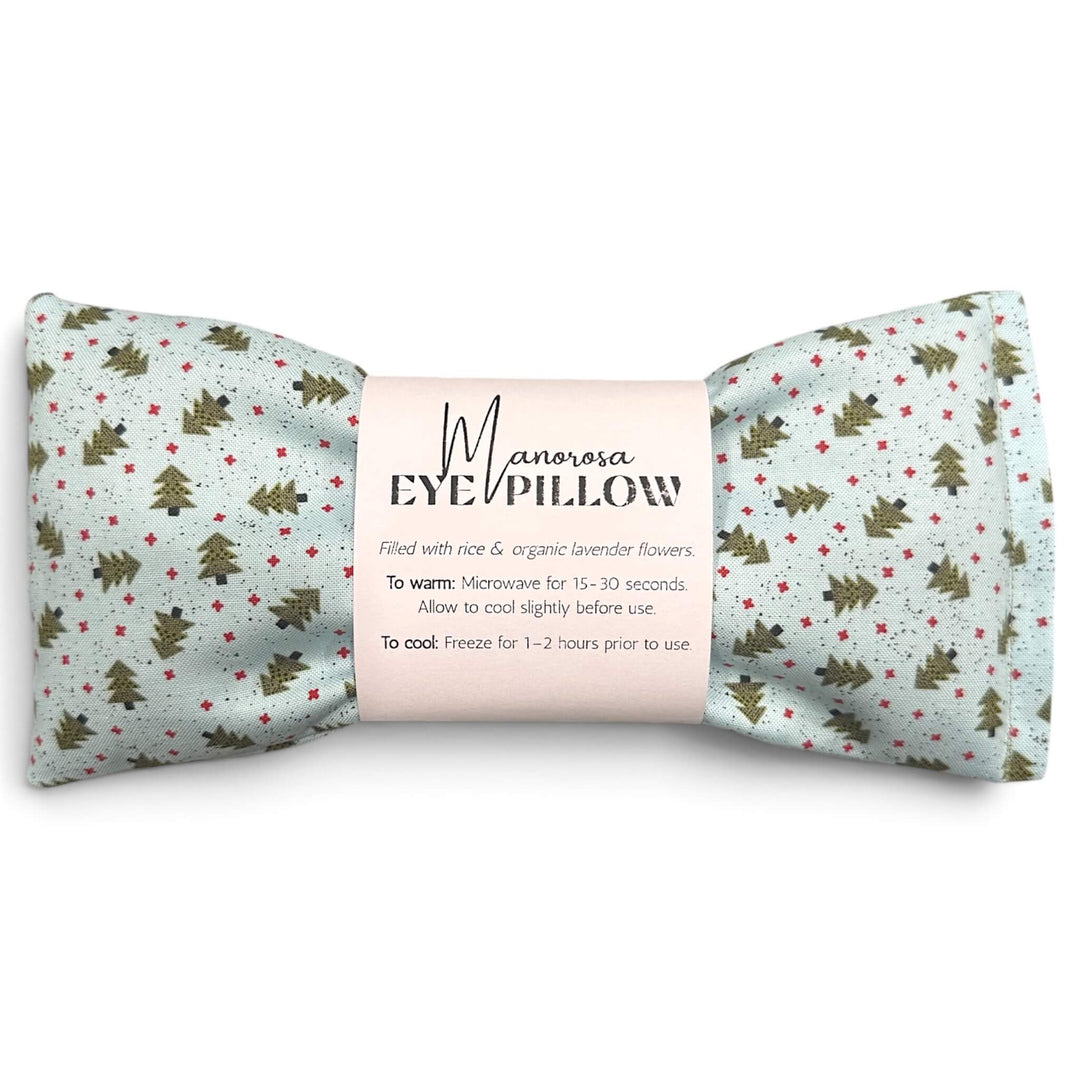 blue with chirstmas trees pattern eye pillow