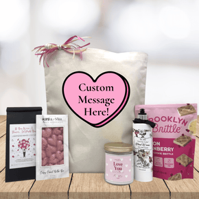 Personalized Pink Candy Heart Gift Basket