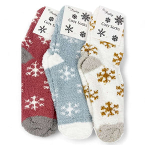 Soft Textured Cozy Snowflake Socks (1 pair)