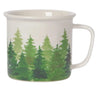 stoneware white mug with green tress 