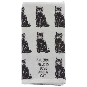 All You Need is Love Cat Print Dishtowel