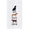sit stay love dog kitchen towel