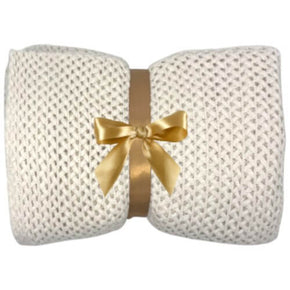 Humble Hilo Handmade Ultra Soft Ivory Knitted Throw