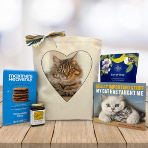 Mans Best Friend Custom Heart Gift Basket (You Upload the Cat Photo)