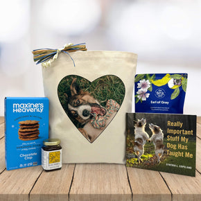 Mans Best Friend Custom Heart Gift Basket (You Upload the Dog Photo)