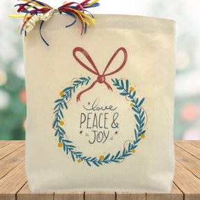 Create Your Own Love Peace & Joy Holiday Gift Tote