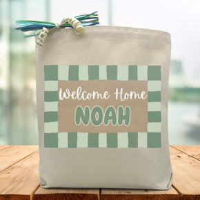 welcome home (add custom name) on green banner 