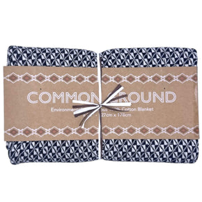 Common Ground Navy Blue Checkered Cotton Throw