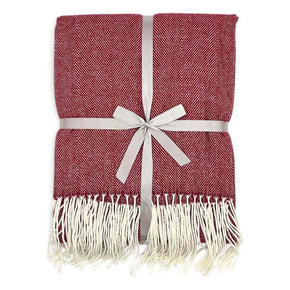 red herringbone throw blanket