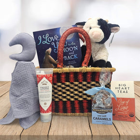 Over The Moon New Baby Gift Basket
