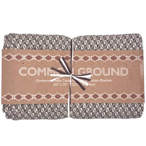 Common Ground Taupe Checkered Cotton Throw