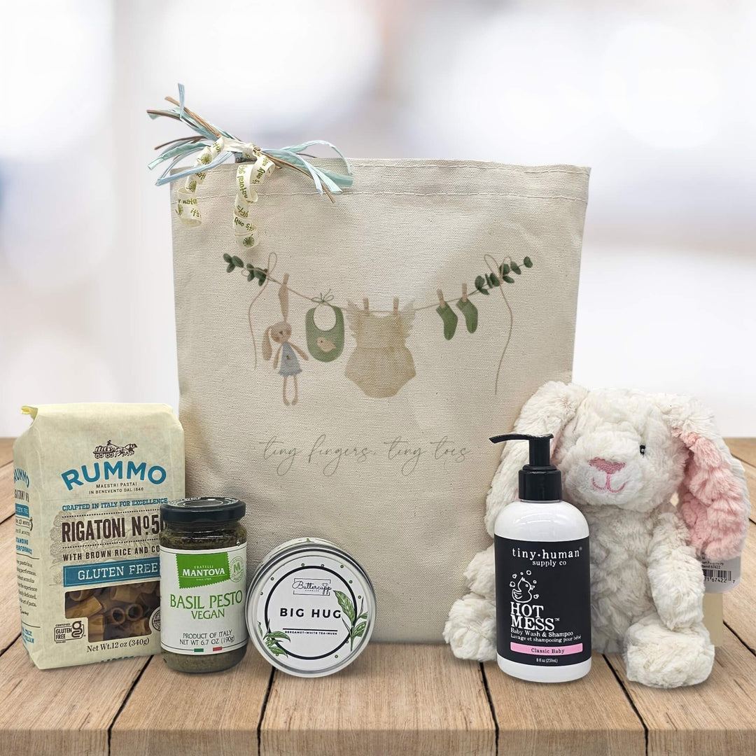 Tiny Fingers Tiny Toes New Baby Gift Basket