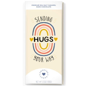 "Sending Hugs Your Way" Sea Salt Caramel Dark Chocolate Bar & Card
