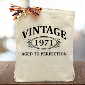 Create Your Own Birthday Vintage Aged to Perfection Gift Tote (Customize the Year)